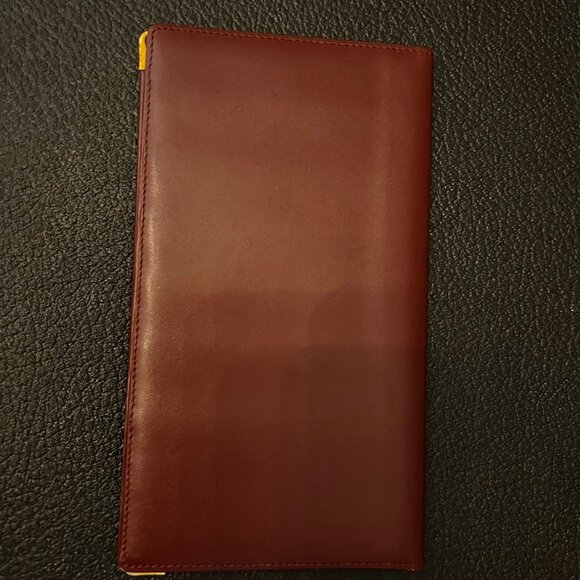 Cartier Les Must Bordeaux Leather Passport Wallet Embossed Logo, Gold Corners - Picture 7 of 11